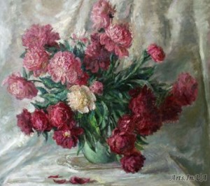 Півонії на білому тлі