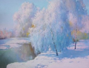 Берізки інеєм покриті.