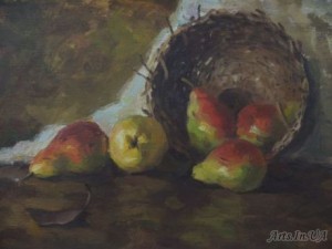still life of pears